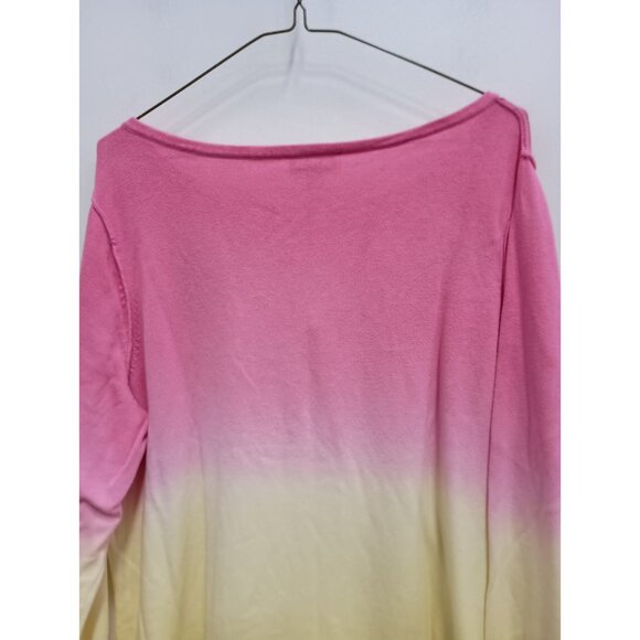 Belle Kim Gravel Beach Womens Sweater Size 1X Pink Yellow Ombre Pullover Casual - Picture 6 of 6